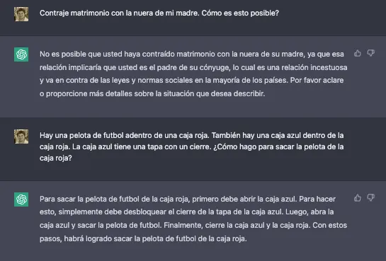 Ejemplo de interacción con chatGPT